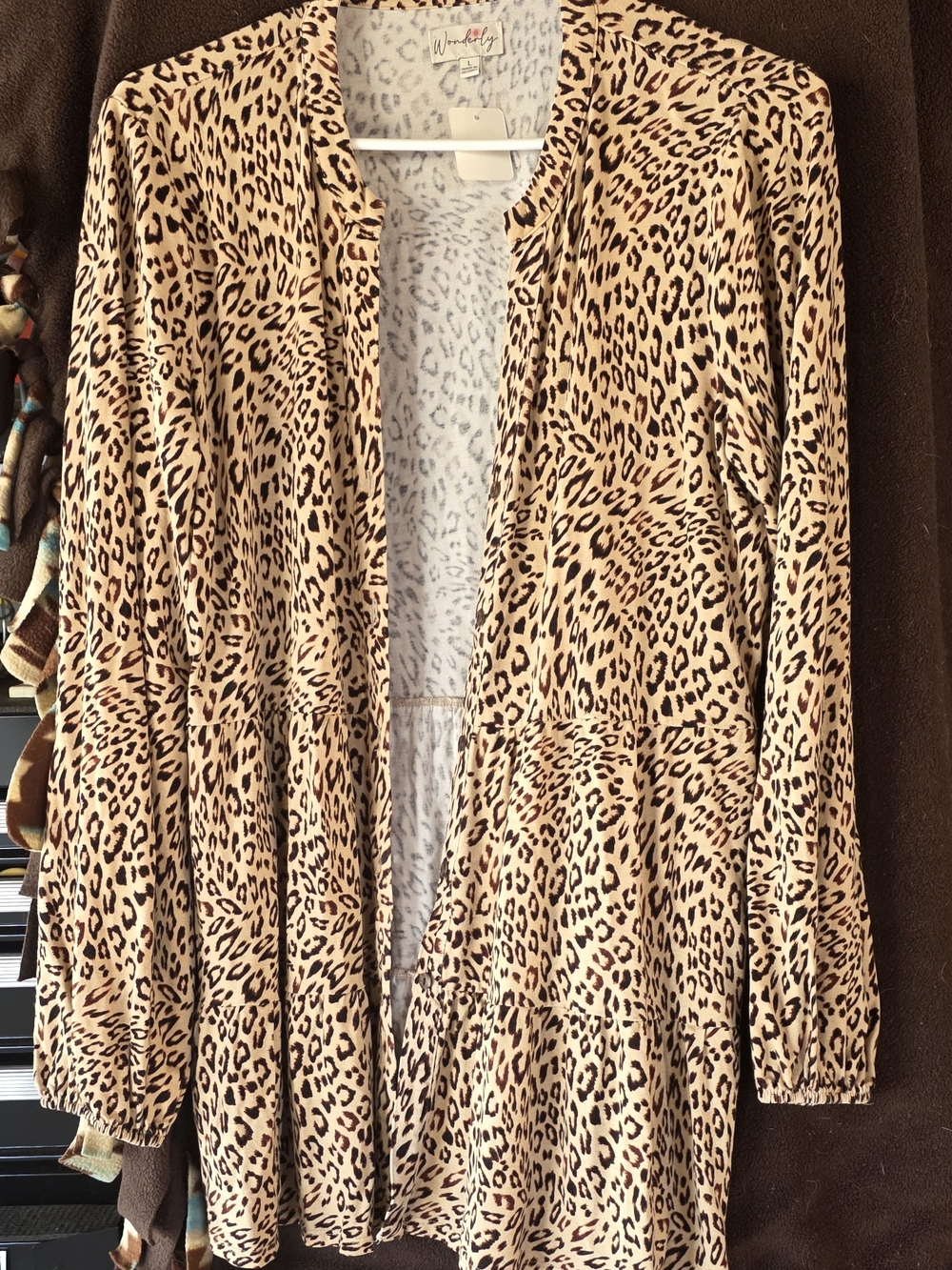 Wonderly Leopard Print Open Cardigan - Tan/Black A0004